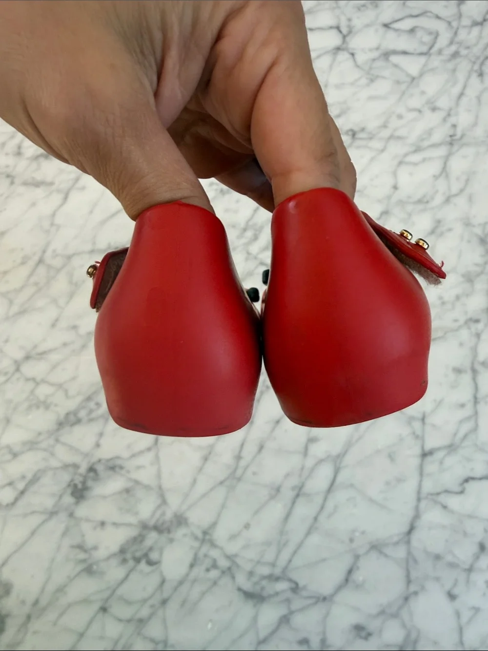 Mini Melissa Red Mickey Minnie Kissing Mary Jane Shoes for Kids Sz 9
